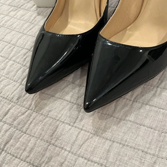 NWOT FSJ Black Patent Leather High Heels Office Pointed Toe Pumps Shoes Sz 8.5 - Picture 2 of 10